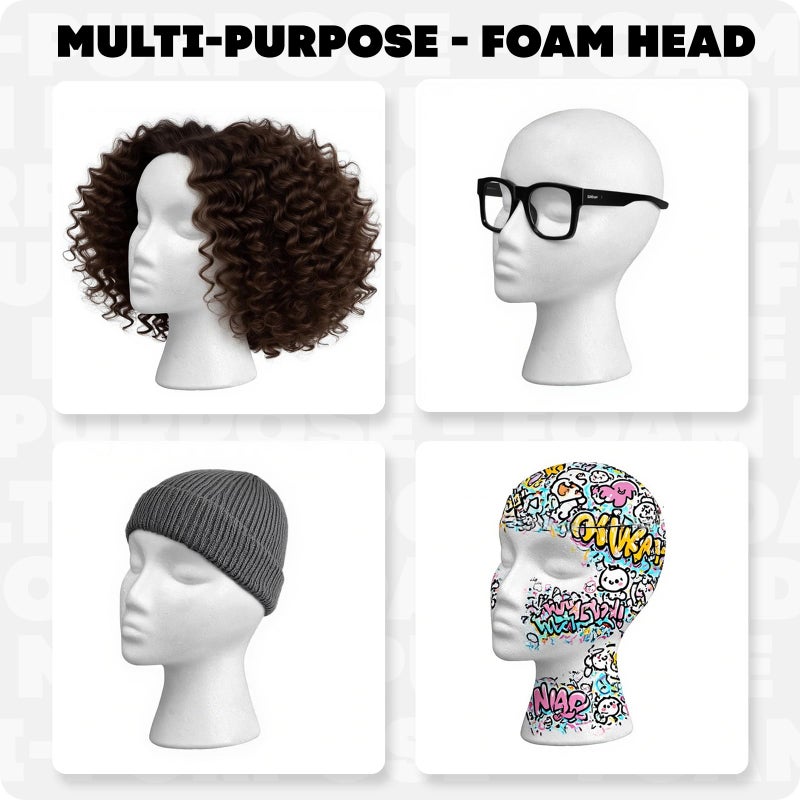 Smilco 11" 3 Pcs Wig Head - Tall Female Foam Mannequin Wig Stand and Holder for Style, Model And Display Hair, Hats and Hairpieces, Mask - for Home, Salon and Travelï¼ˆ3 Piecesï¼‰ - Image 4